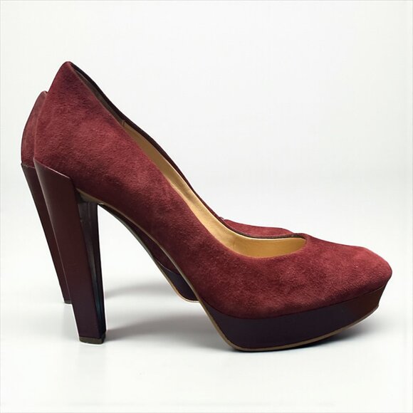 French Connection Burgundy Suede  High Heels - Picture 1 of 6